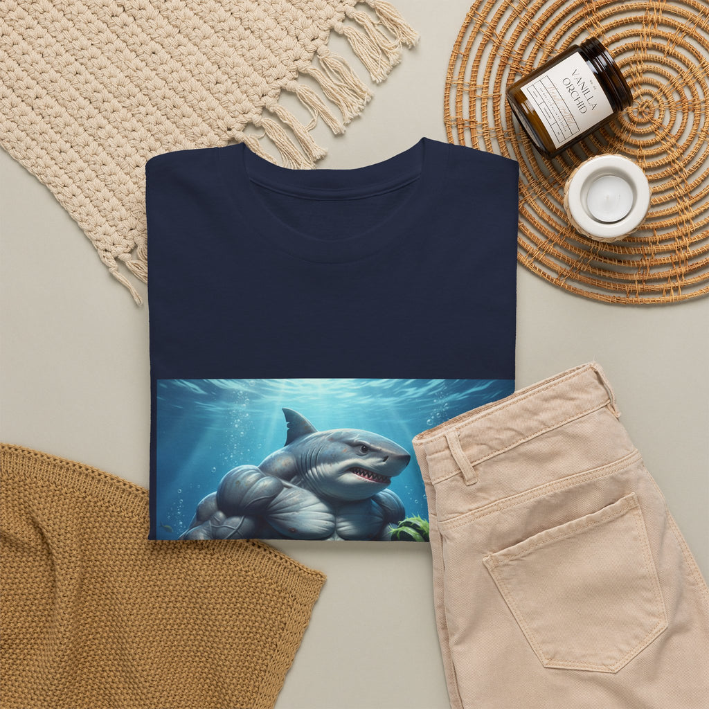 Shark Warrior Tee — Muscled Shark Underwater Graphic T-Shirt