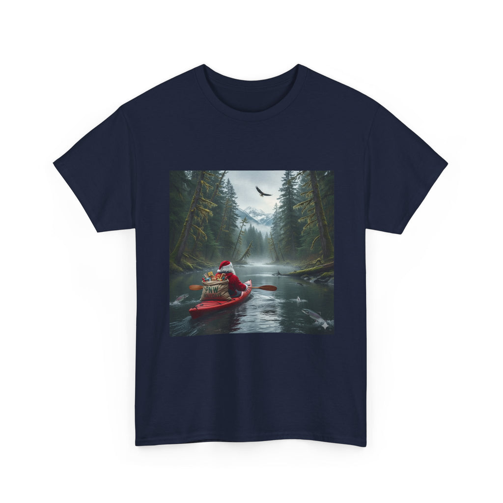 PNW Santa Kayak Tee — Outdoor Christmas Adventure T-Shirt