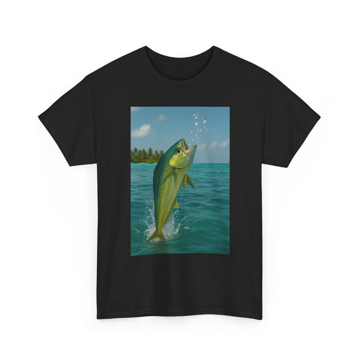 Mahi Mahi Jump T-Shirt — Tropical Fishing Tee for Anglers & Beach Lovers