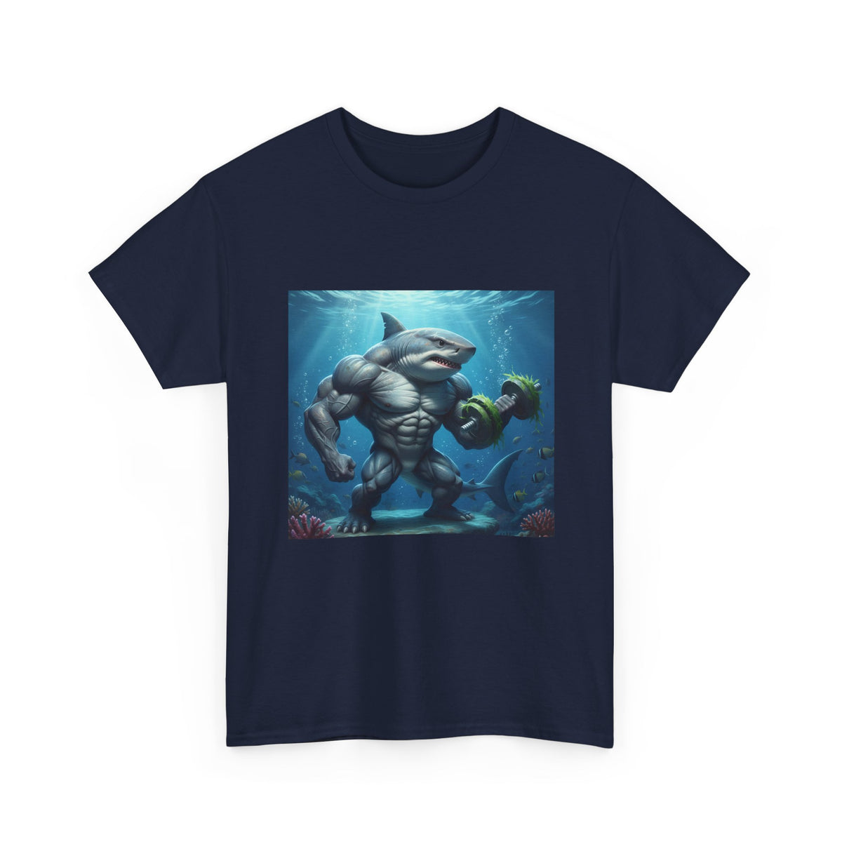 Shark Warrior Tee — Muscled Shark Underwater Graphic T-Shirt