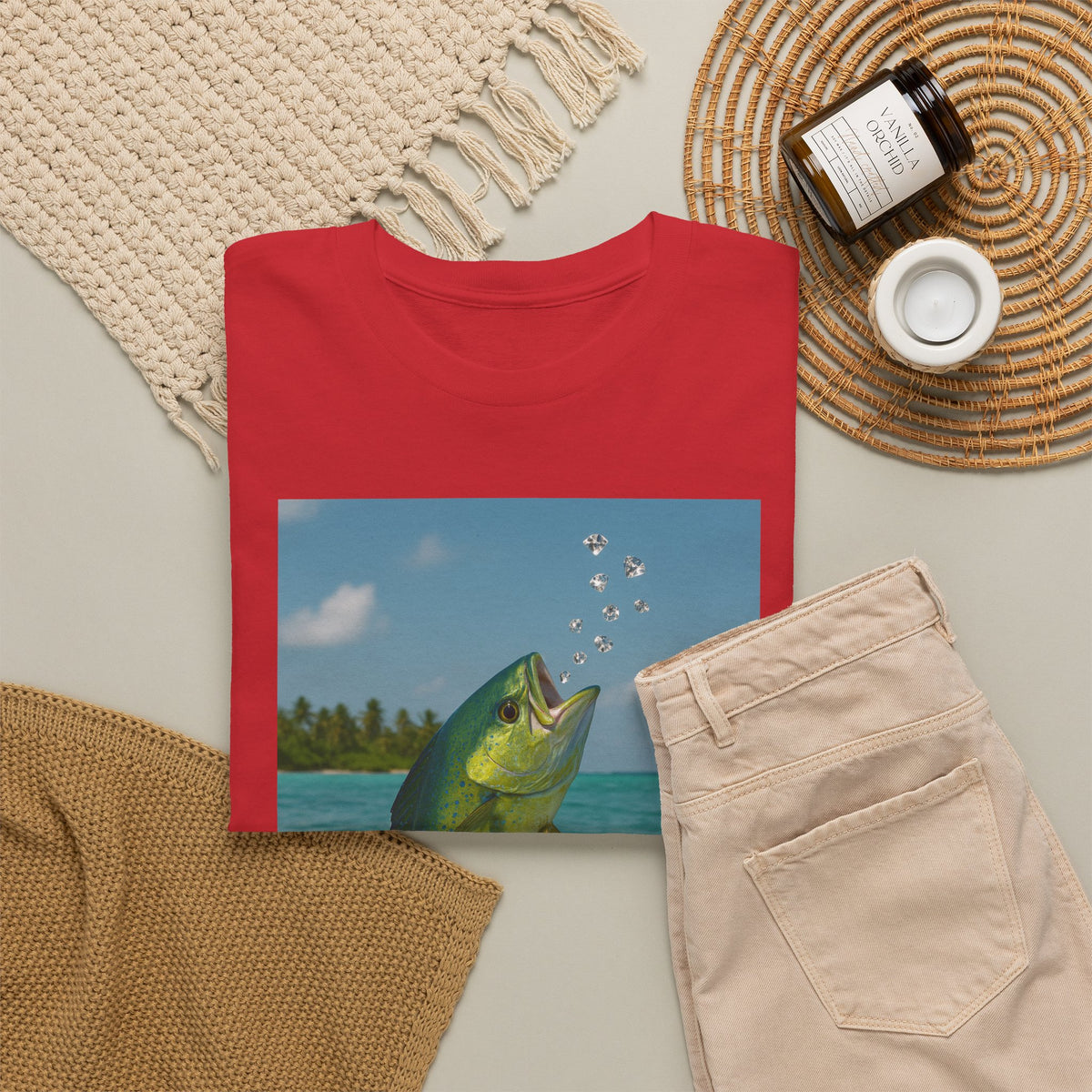 Mahi Mahi Jump T-Shirt — Tropical Fishing Tee for Anglers & Beach Lovers