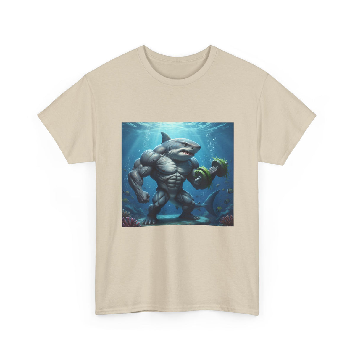 Shark Warrior Tee — Muscled Shark Underwater Graphic T-Shirt