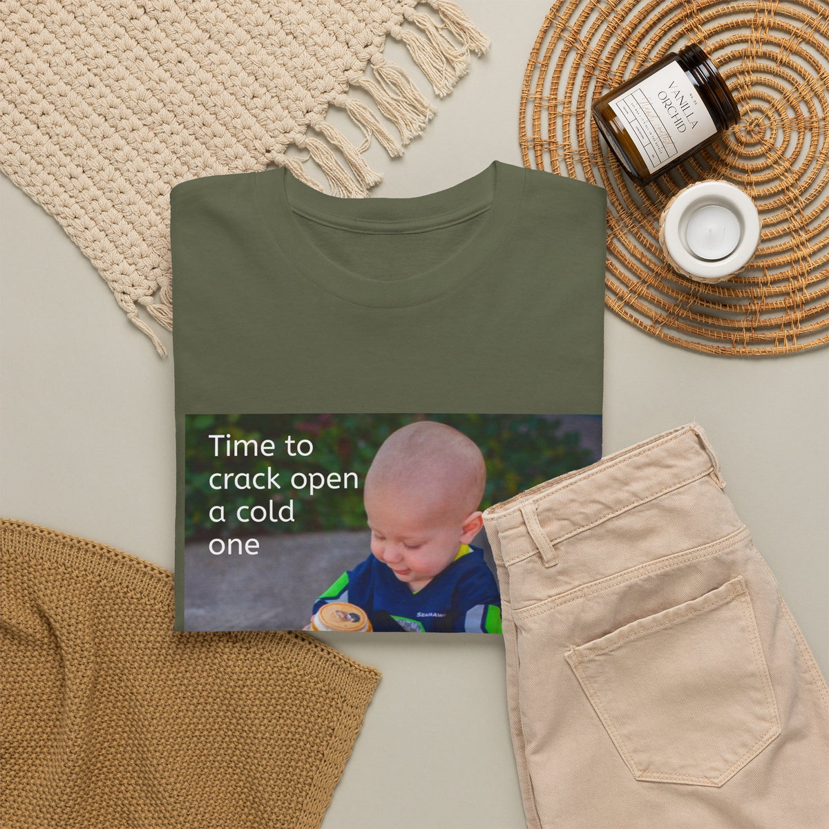 Rainier Beer T — "Time to crack open a cold one" Novelty Tee
