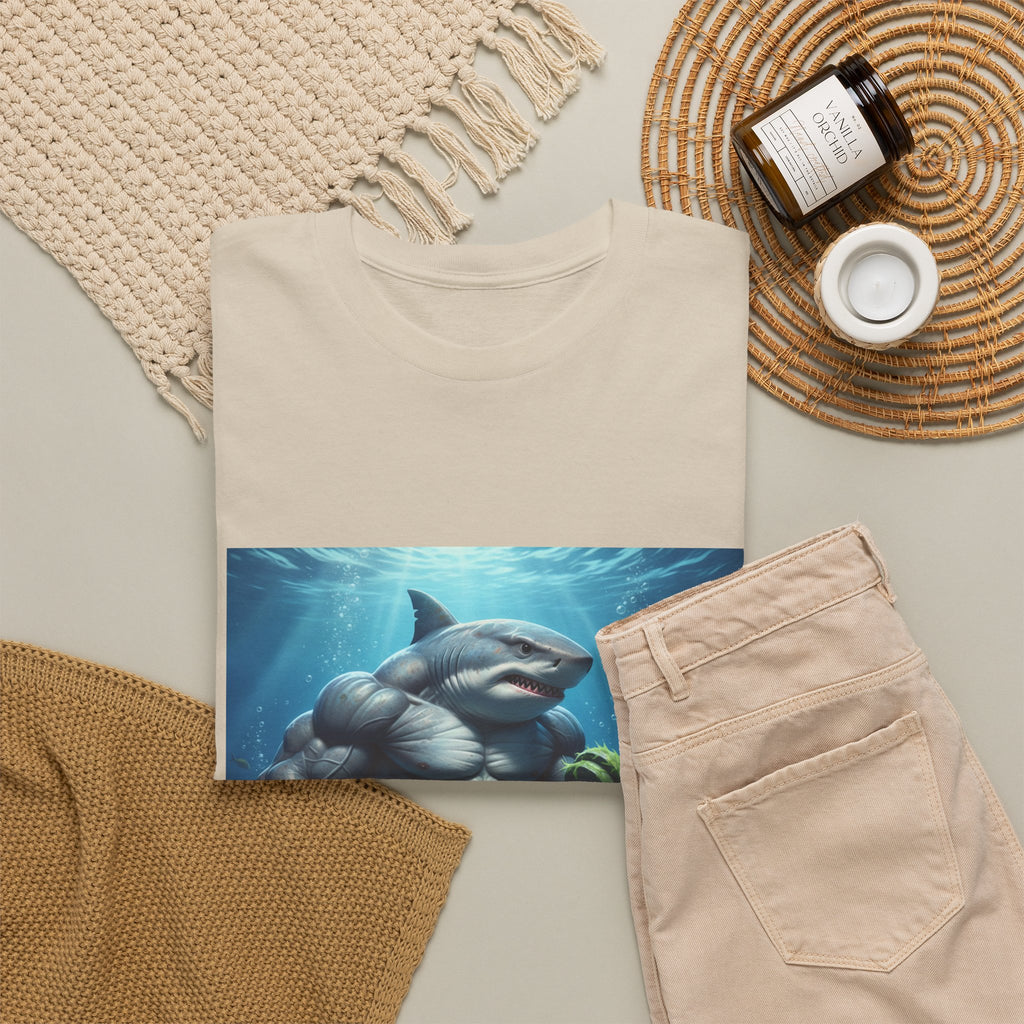 Shark Warrior Tee — Muscled Shark Underwater Graphic T-Shirt