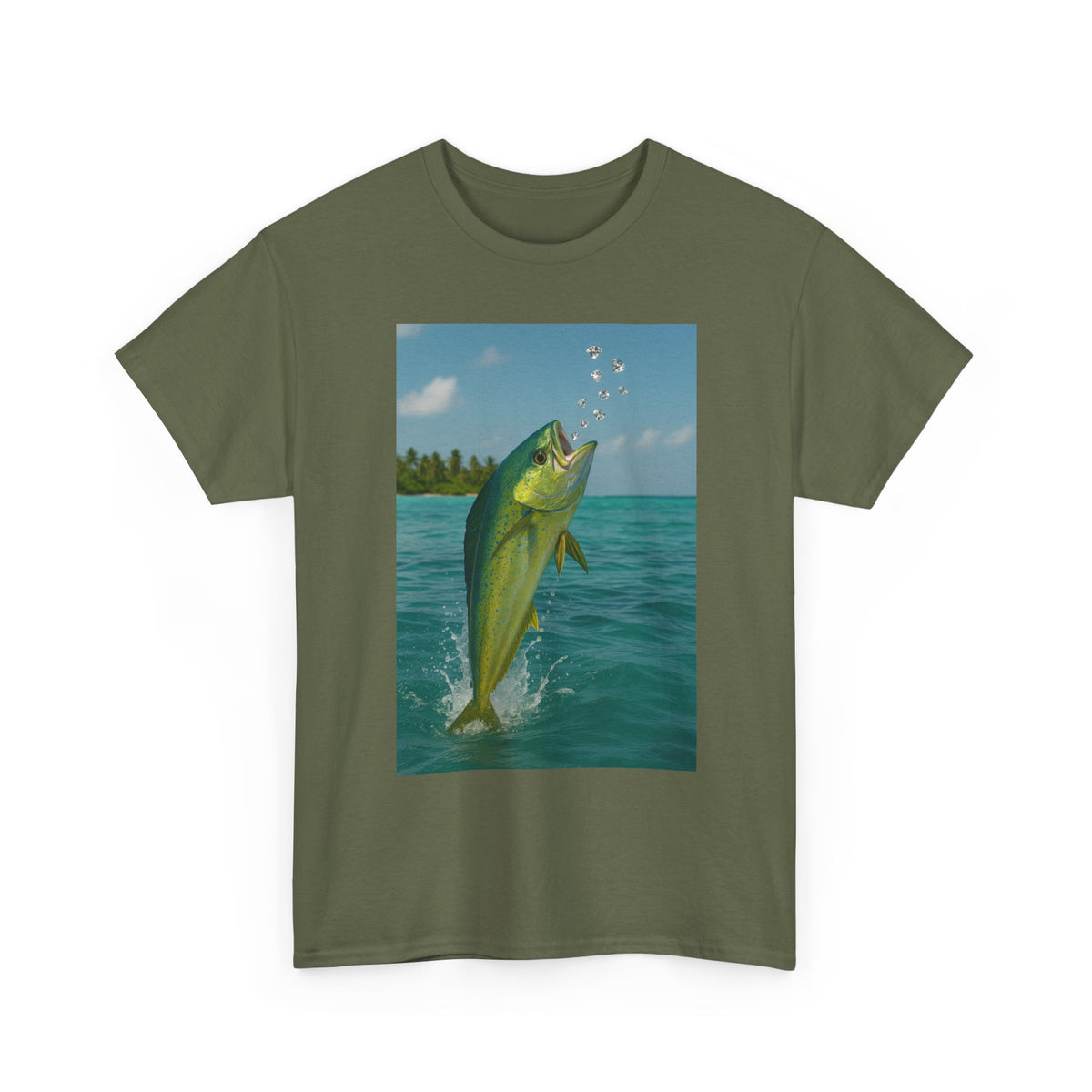 Mahi Mahi Jump T-Shirt — Tropical Fishing Tee for Anglers & Beach Lovers