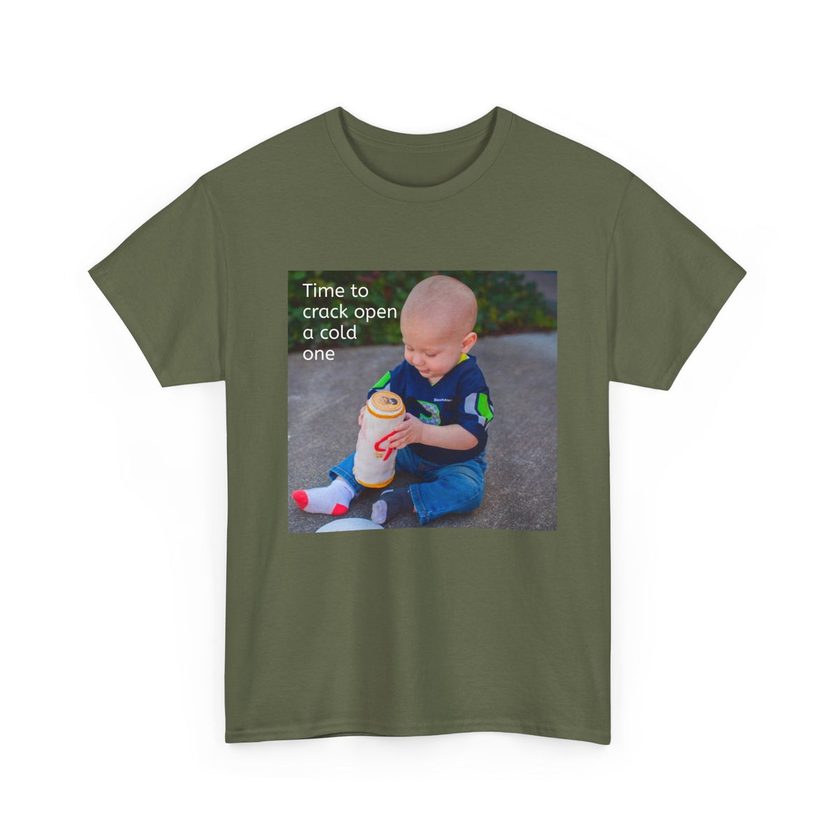 Rainier Beer T — "Time to crack open a cold one" Novelty Tee