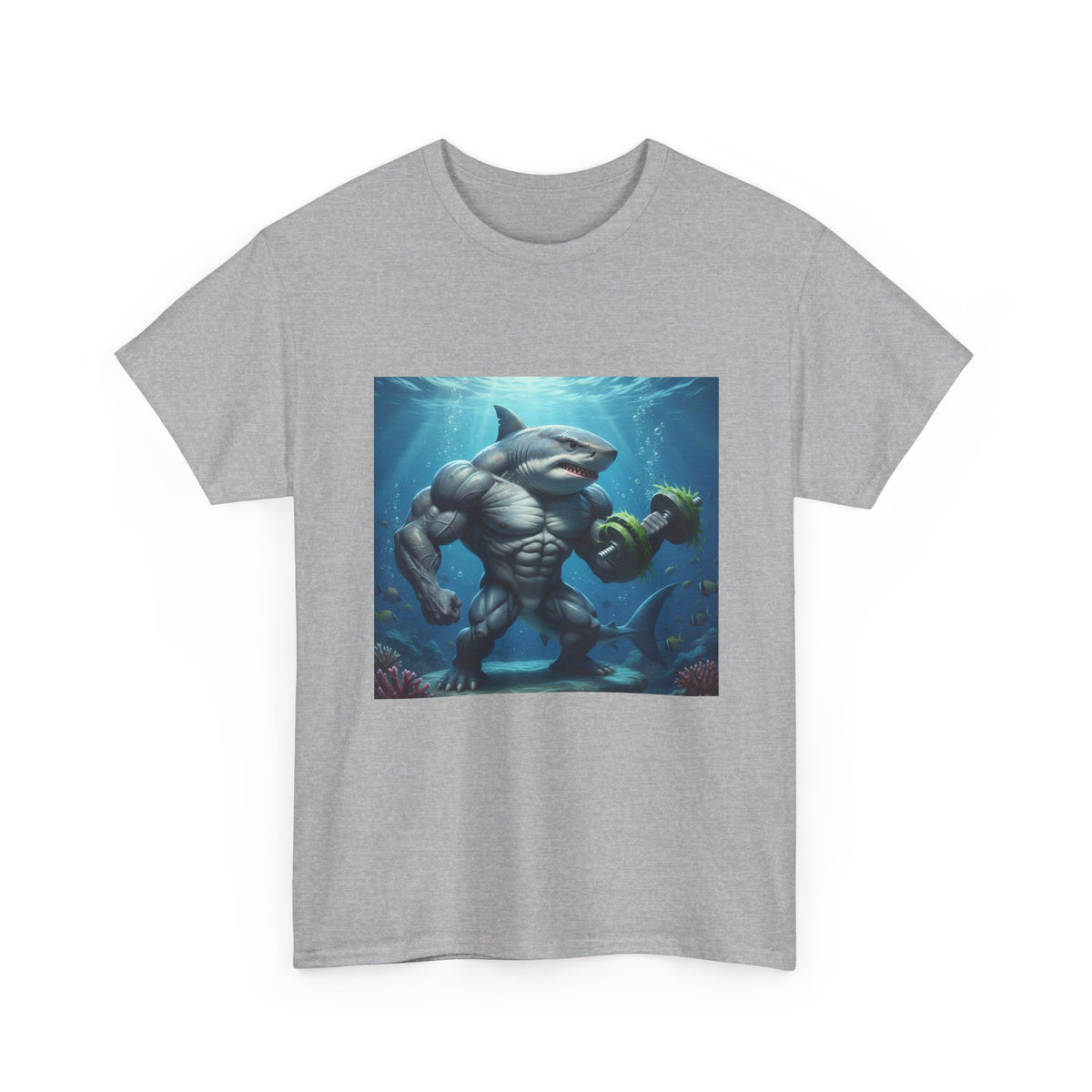 Shark Warrior Tee — Muscled Shark Underwater Graphic T-Shirt