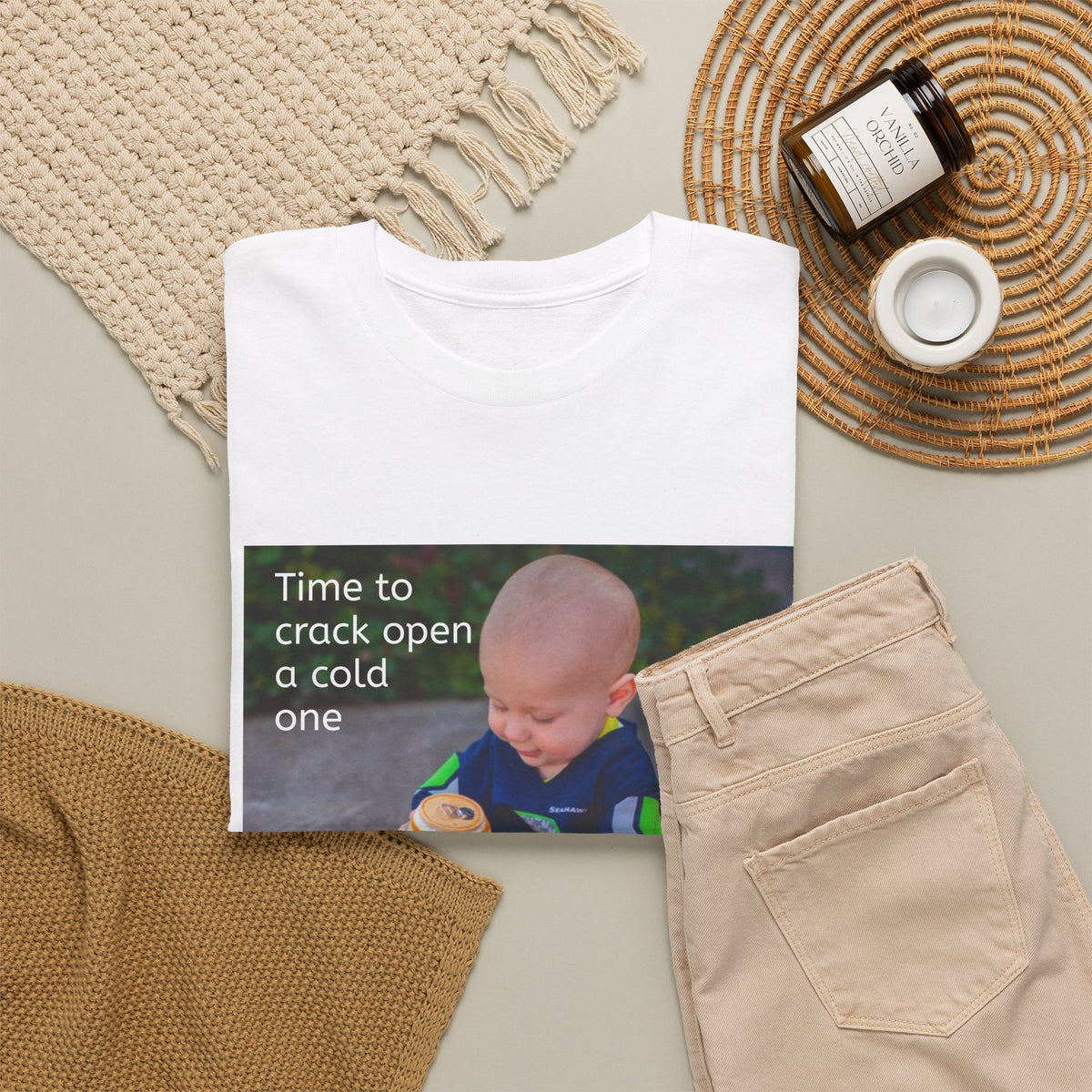 Rainier Beer T — "Time to crack open a cold one" Novelty Tee