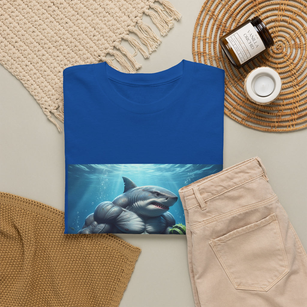 Shark Warrior Tee — Muscled Shark Underwater Graphic T-Shirt