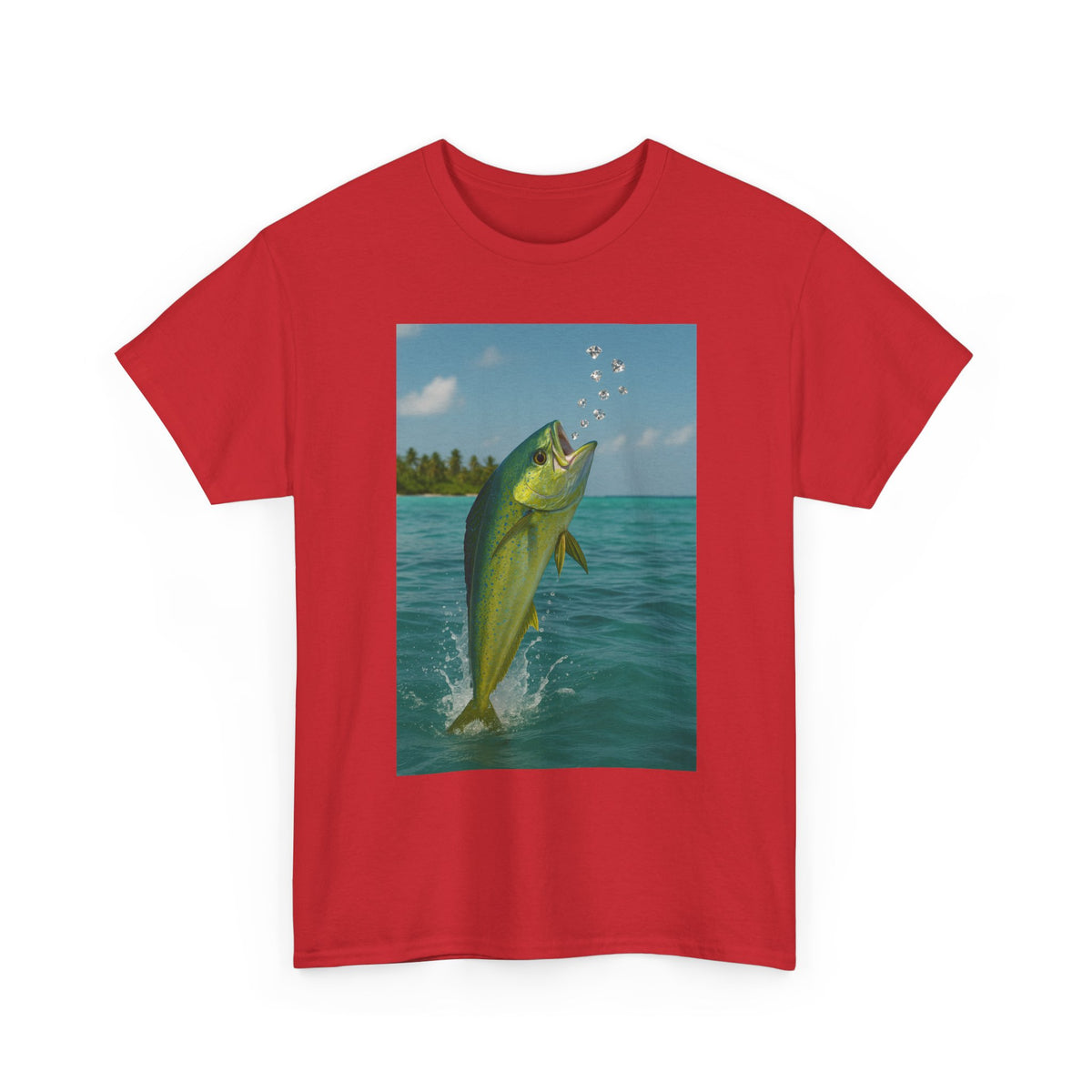 Mahi Mahi Jump T-Shirt — Tropical Fishing Tee for Anglers & Beach Lovers