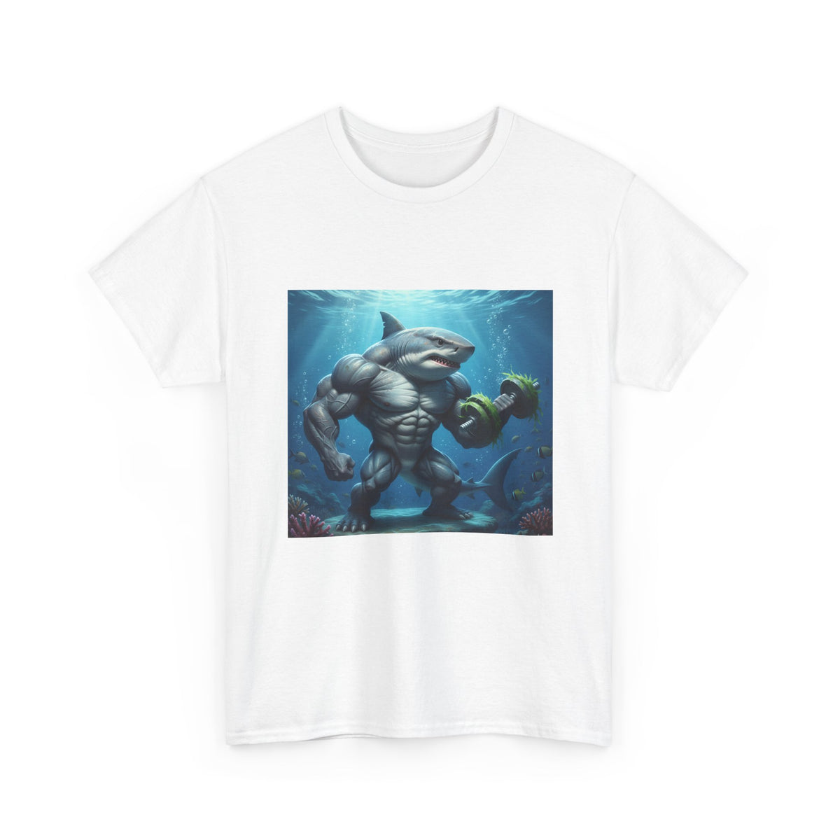 Shark Warrior Tee — Muscled Shark Underwater Graphic T-Shirt