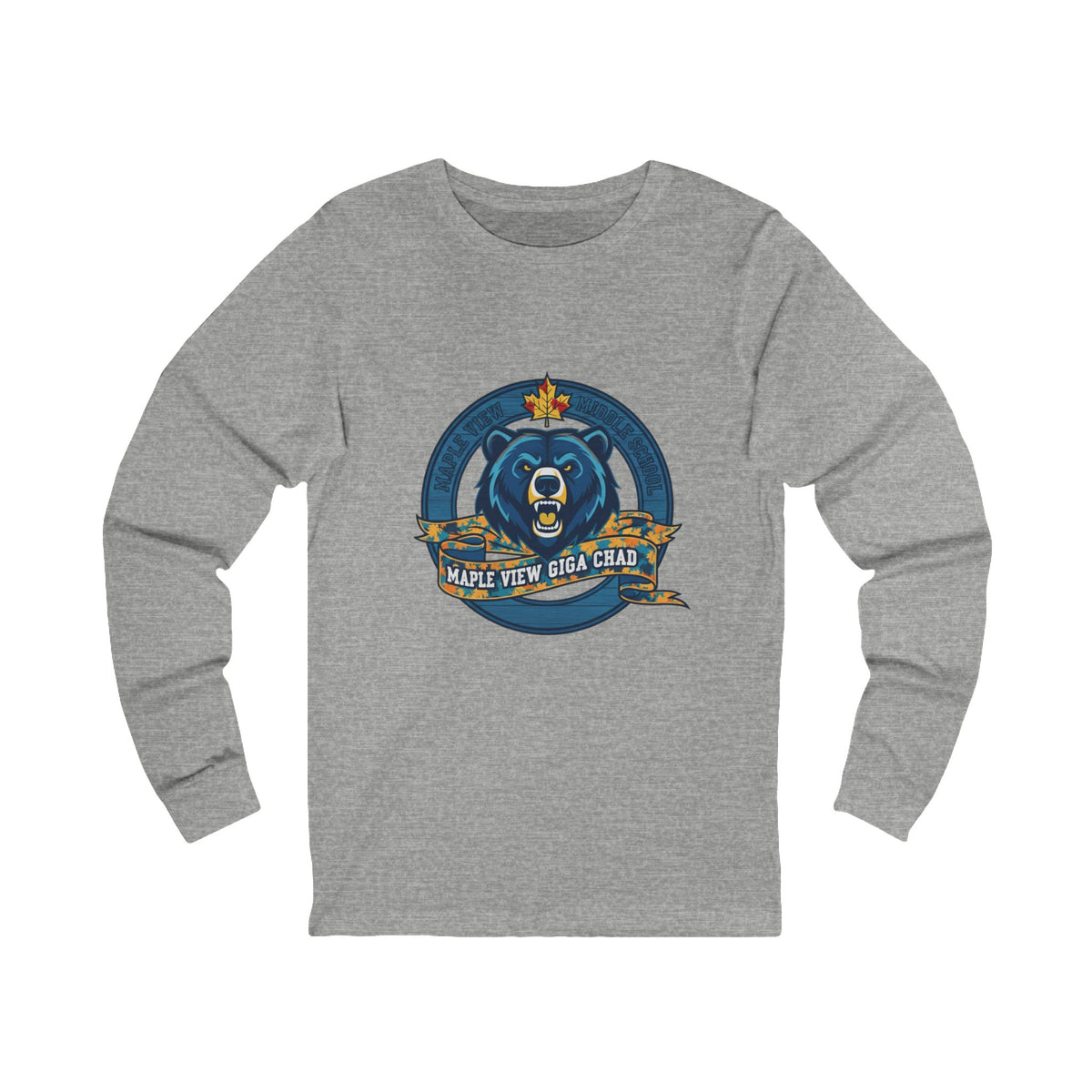 Giga Chad Bear Long Sleeve Tee — Maple View Middle School Spirit