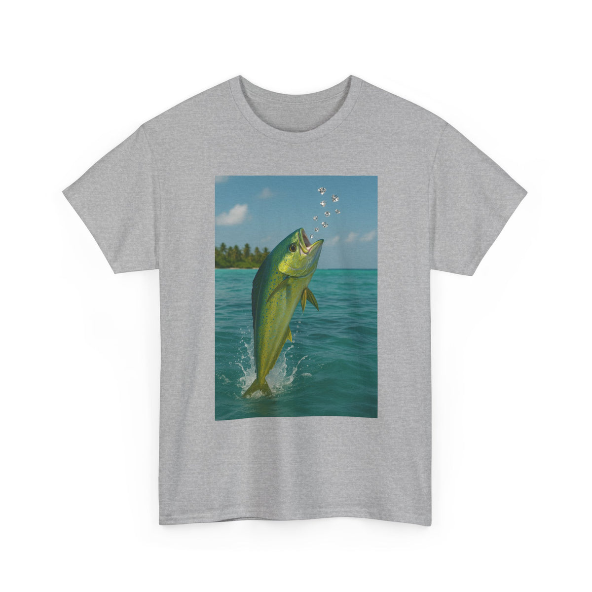 Mahi Mahi Jump T-Shirt — Tropical Fishing Tee for Anglers & Beach Lovers