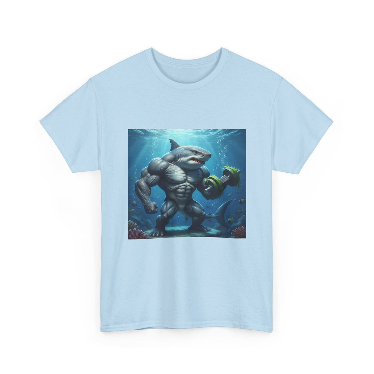 Shark Warrior Tee — Muscled Shark Underwater Graphic T-Shirt
