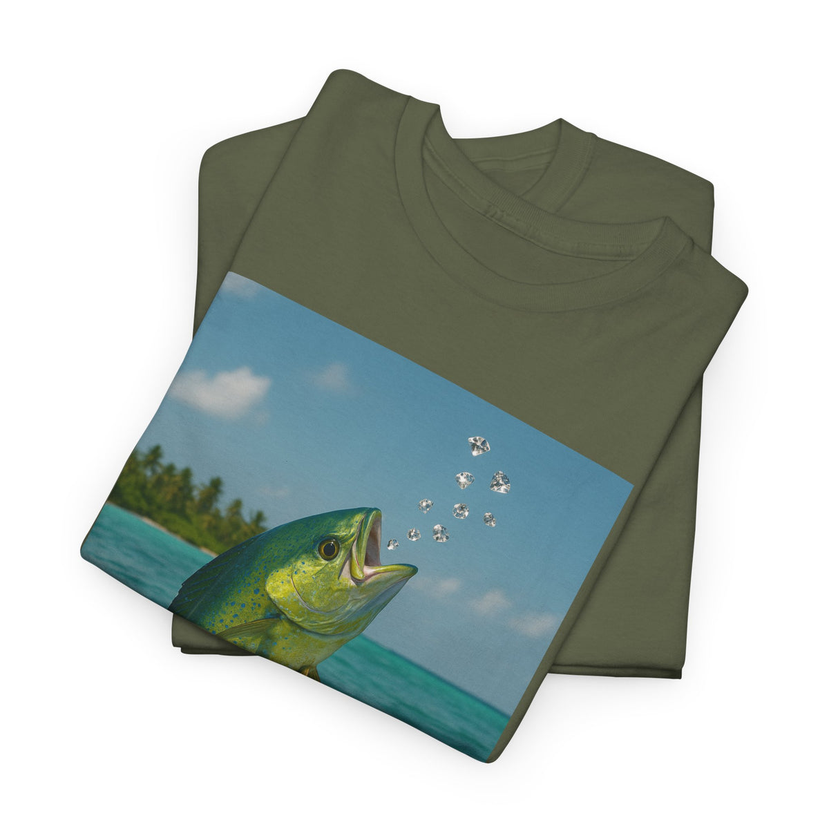 Mahi Mahi Jump T-Shirt — Tropical Fishing Tee for Anglers & Beach Lovers