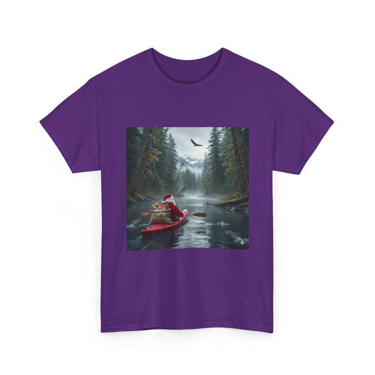 PNW Santa Kayak Tee — Outdoor Christmas Adventure T-Shirt