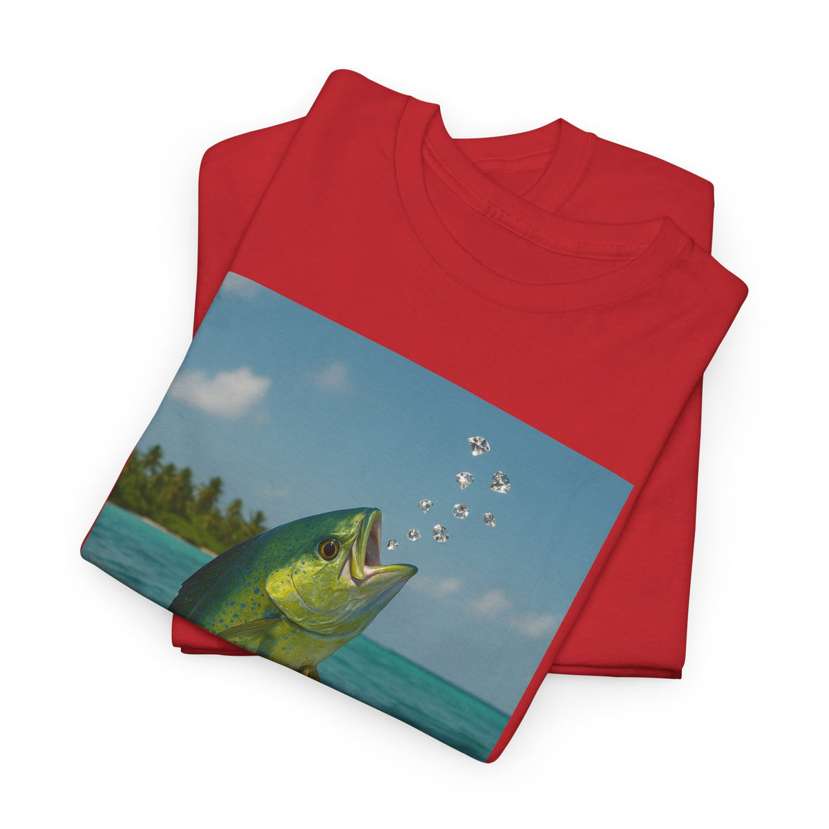 Mahi Mahi Jump T-Shirt — Tropical Fishing Tee for Anglers & Beach Lovers