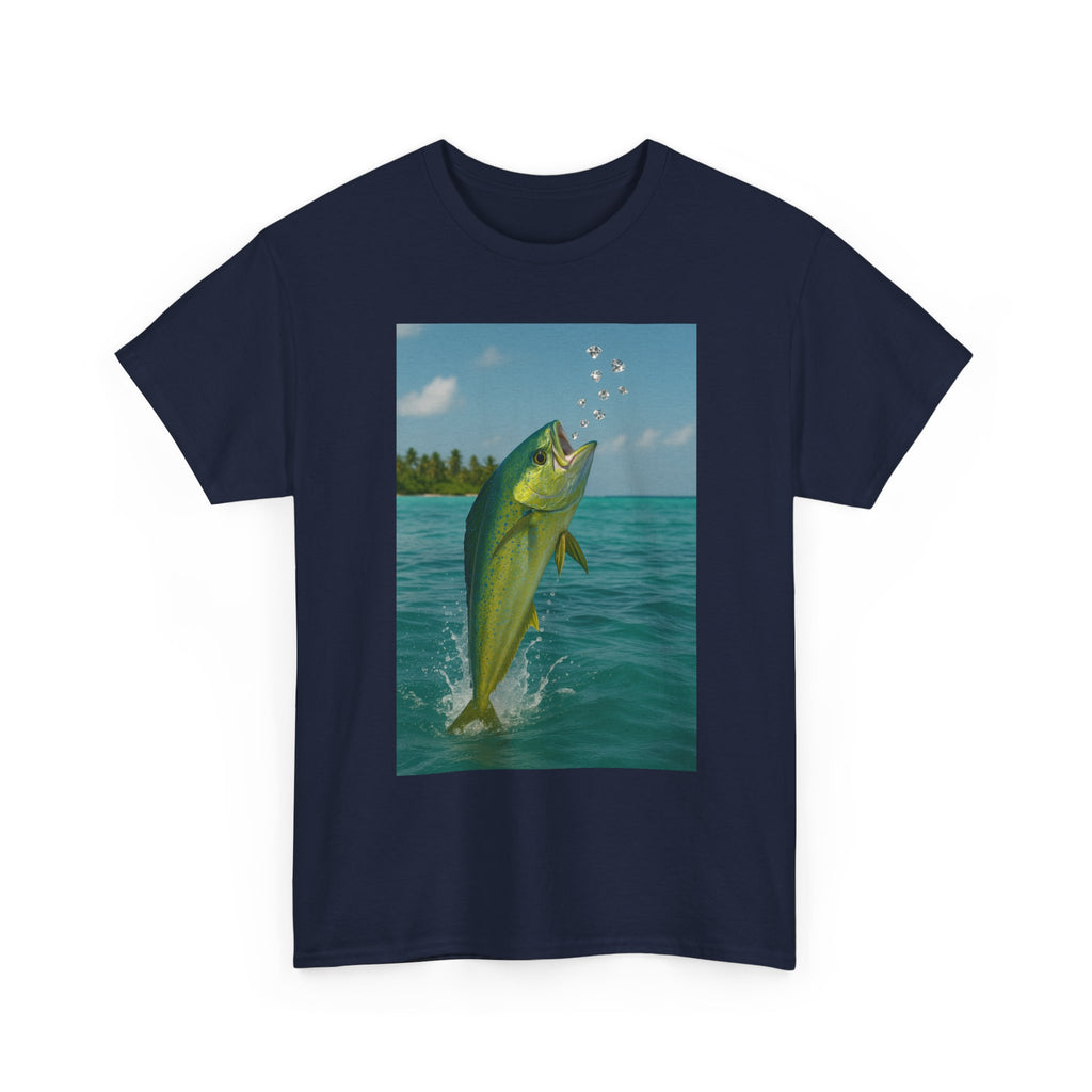 Mahi Mahi Jump T-Shirt — Tropical Fishing Tee for Anglers & Beach Lovers