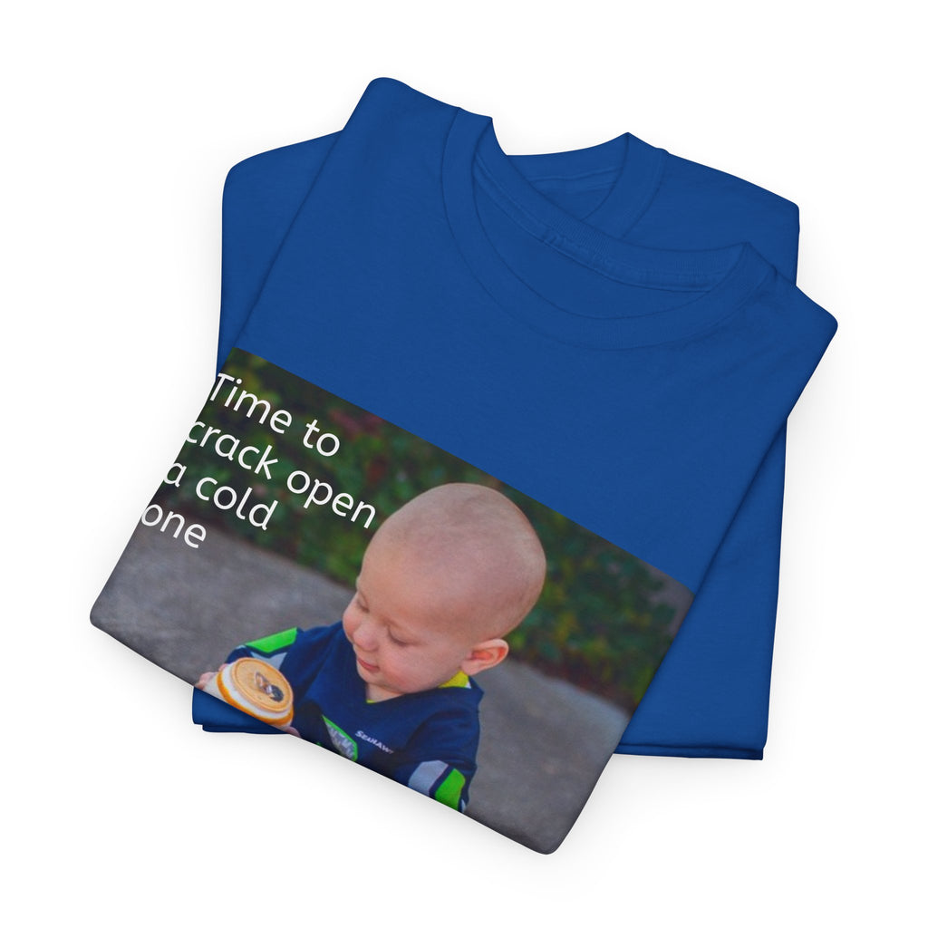Rainier Beer T — "Time to crack open a cold one" Novelty Tee