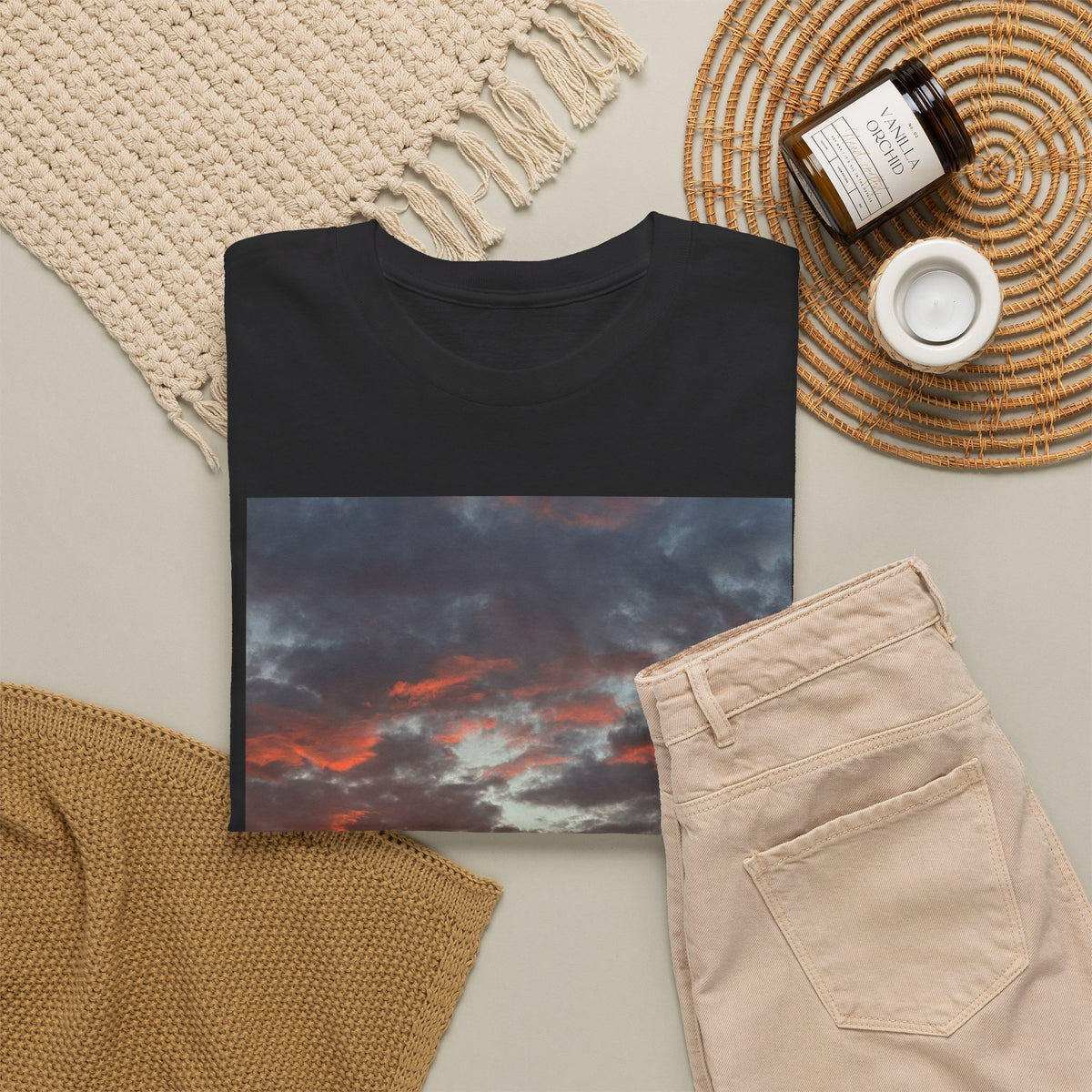 Sunset Horizon T-Shirt — Vibrant Mountain Sunrise Photo Tee