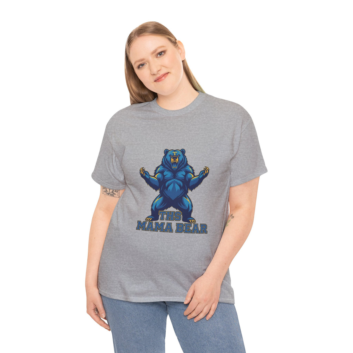 Tahoma Mama Bear T-Shirt — Fierce Blue Bear Graphic Tee for Moms
