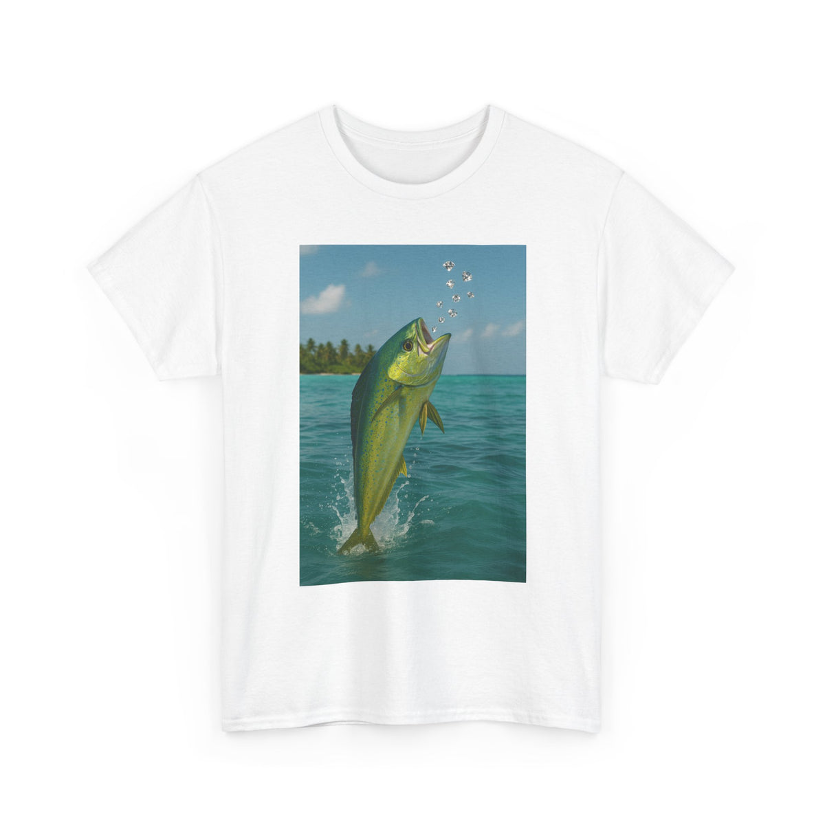 Mahi Mahi Jump T-Shirt — Tropical Fishing Tee for Anglers & Beach Lovers
